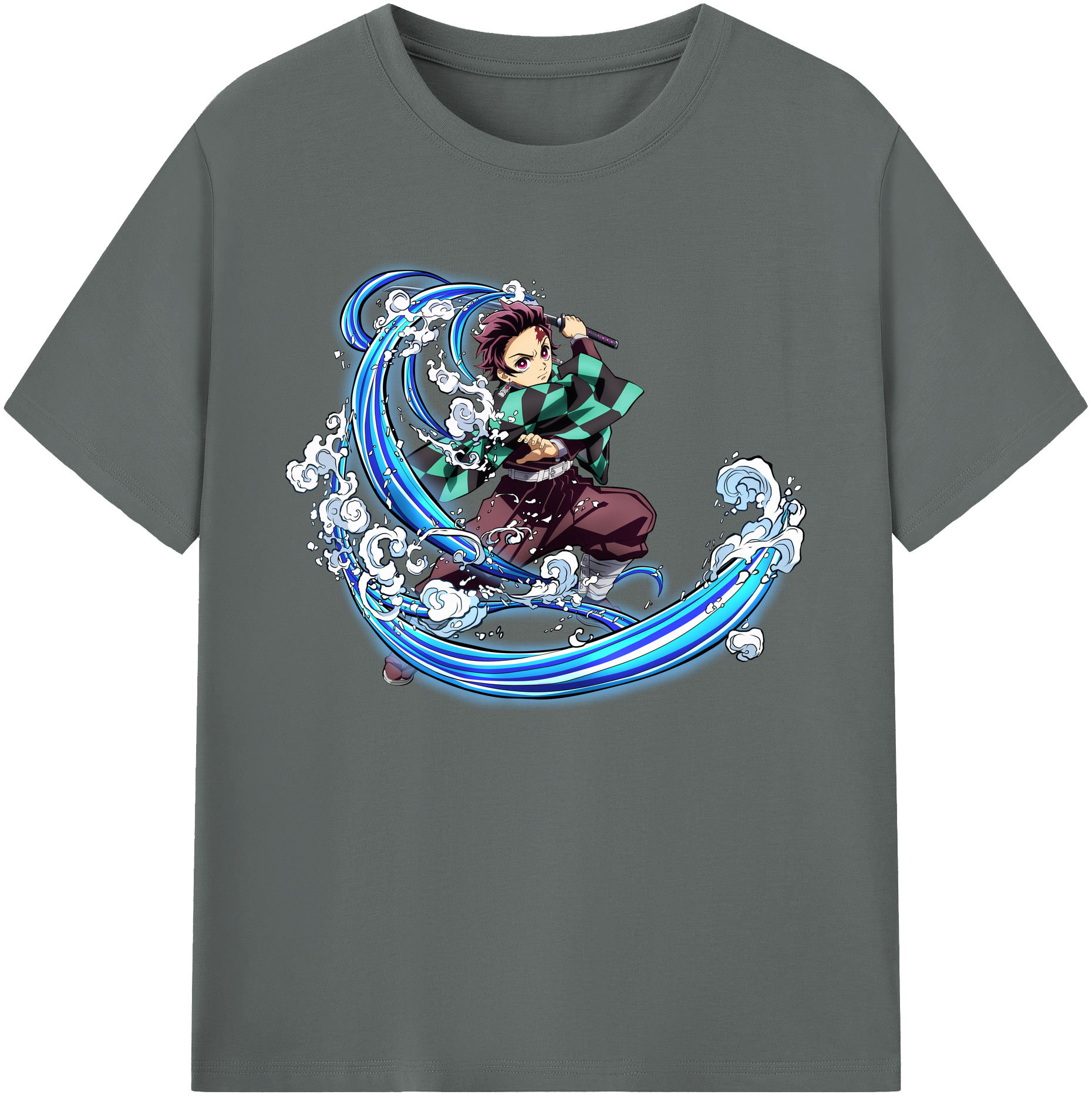 （画像用） 鬼滅の刃 竈門 炭治郎／かまど たんじろう Kamado Tanjirou 綿100％ メンズ半袖Tシャツ｜肌触りやわらか＆通気性